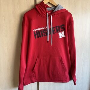 Nebraska Cornhuskers Men's Large Champion Athletic Red Hoodie Sweatshirt